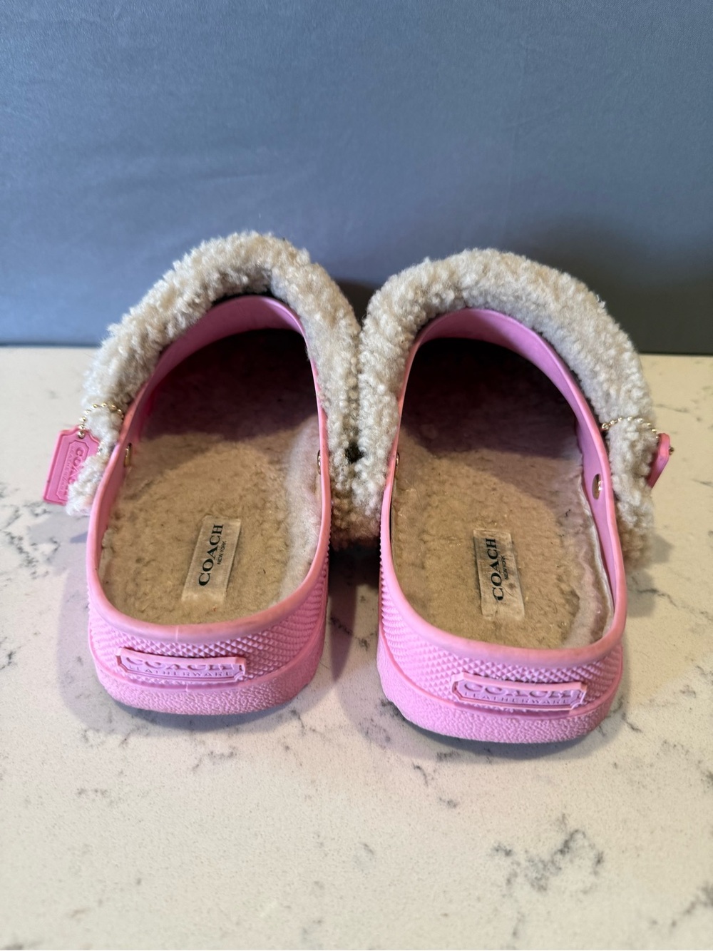 Coach Pink Slip-On Shearling-Trim Clogs - Picture 7 of 16
